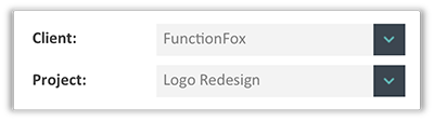 FunctionFox product image selecting client and project menus